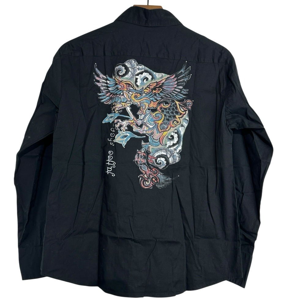 MISSION Men's Long Sleeve Button Up Black Silver Blue Red Cotton Ink & Rock XL